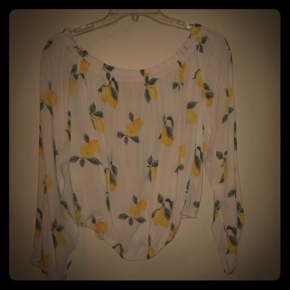 Forever21 lemon print crop top